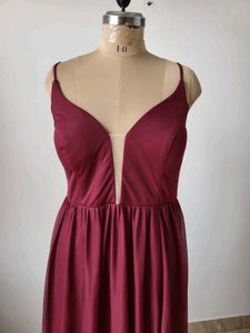 Elegant Burgundy Evening Gown