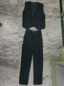 Boys Navy Blue Waist coat and Pant set