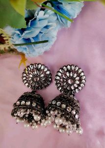 Designer Jhumka Earrings with Pearls