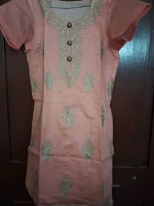 Elegant Peach Embroidered Kurta