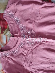 Pink Embroidered Kurta