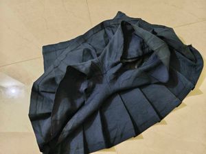 Dark Navy Blue Pleated Skirt