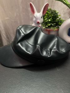 Stylish Faux Leather Beanie Hat