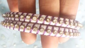 Purple & White Crystal Bangles