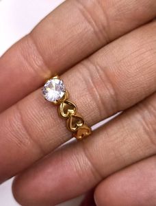 Gold Heart Ring with Stone