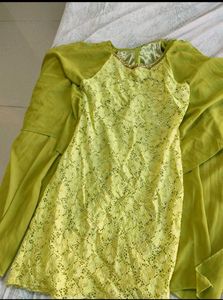 Lace Worked Green Dress