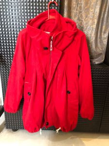 Chic Red Hooded Jacket