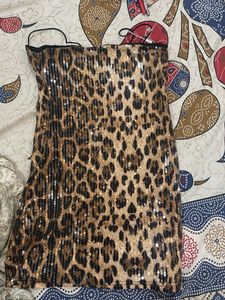 Sparkling Leopard Print Slip Dress