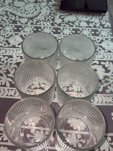 Set of 6 Ribbed Glass Tumblers