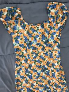 Floral Print Midi Dress with Slit