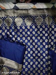 pure Banarasi dark blue suit set