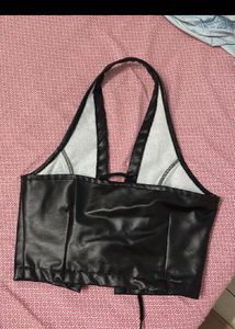 Jet Black, Bold Halter neck Crop top