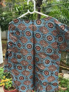 Blue Printed Cotton Kurta