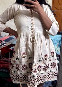 Elegant Embroidered khaki short Kurta