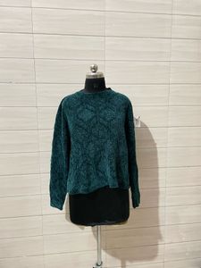 Vintage 2XL Cozy Teal Textured Knit Sweater