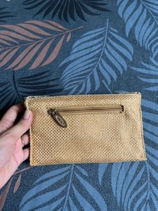 Embellished Woven Clutch Bag