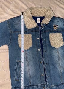 oversized Denim Jacket with Sherpa Collar