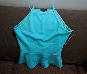 Aqua Blue Peplum Tank Top