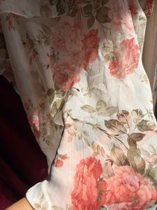Floral Ruffle Chiffon Cold Shoulder Top