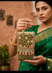 Embellished Velvet Clutch Bag