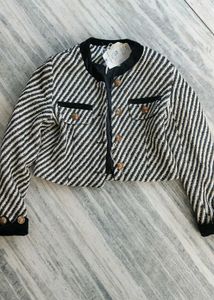 Chic Striped Cropped tweed Jacket