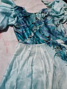 Blue Floral Print midi