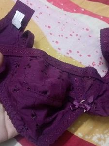 Purple Embroidered Bra