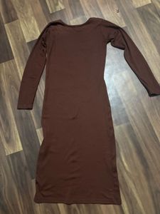 Simple Long Sleeve Brown Dress