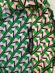 ZARA ORIGINAL Stylish Green Geometric shirt