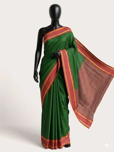 Traditional pure silk Saree with Red Border