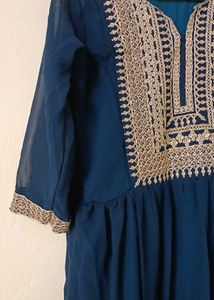 Elegant Navy Blue Tiered Gown