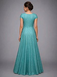 Elegant Teal Embroidered Gown