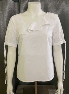 Chic White Ruffle Sleeve Top