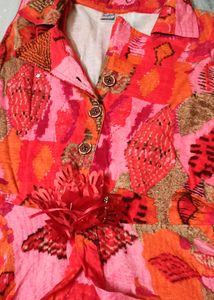 RED KHEE LENGTH DRESS FOR WOMEN/GIRLS