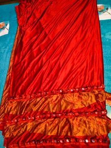 Gorgeous Shimmer Saree with Ruffle & mirror detail