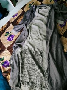 Elegant Grey Abaya with Inner Dress
