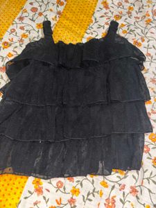 Black Ruffled Spaghetti Strap Top