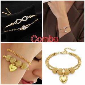 Anti-turnish Gold Tone Bracelet Set combo of 2