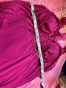 Vibrant Pink Lace Trim Nightgown