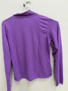 Ribbed Purple Long Sleeve Top