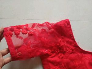Elegant Red Embroidered Blouse