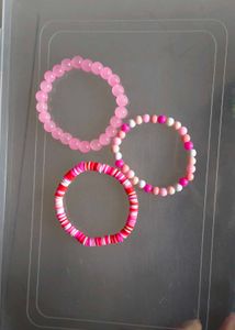 Chic Stackable Beaded Bracelets - Pink &amp; Red Tones