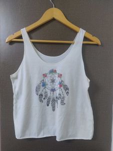 Dreamcatcher Print White Tank Top