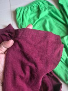 Maroon and Green Leggings