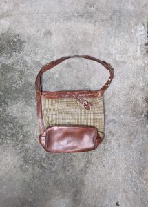 Classic Plaid & Leather Hobo Bag