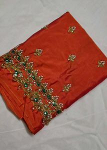 orange maggam blouse piece