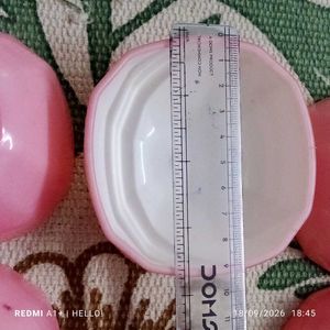 Set of 6 Pink &amp; White Bowls
