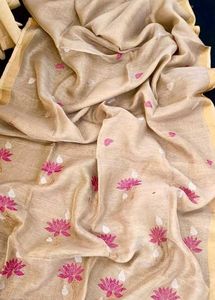 Linen Jamdani Embroidered Saree