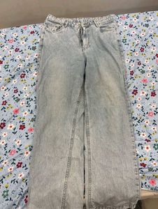 sky blue Light Wash Wide Leg baggy Jeans denim