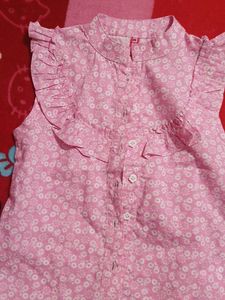 Cute Pink Floral Top &amp; White Shorts Set
